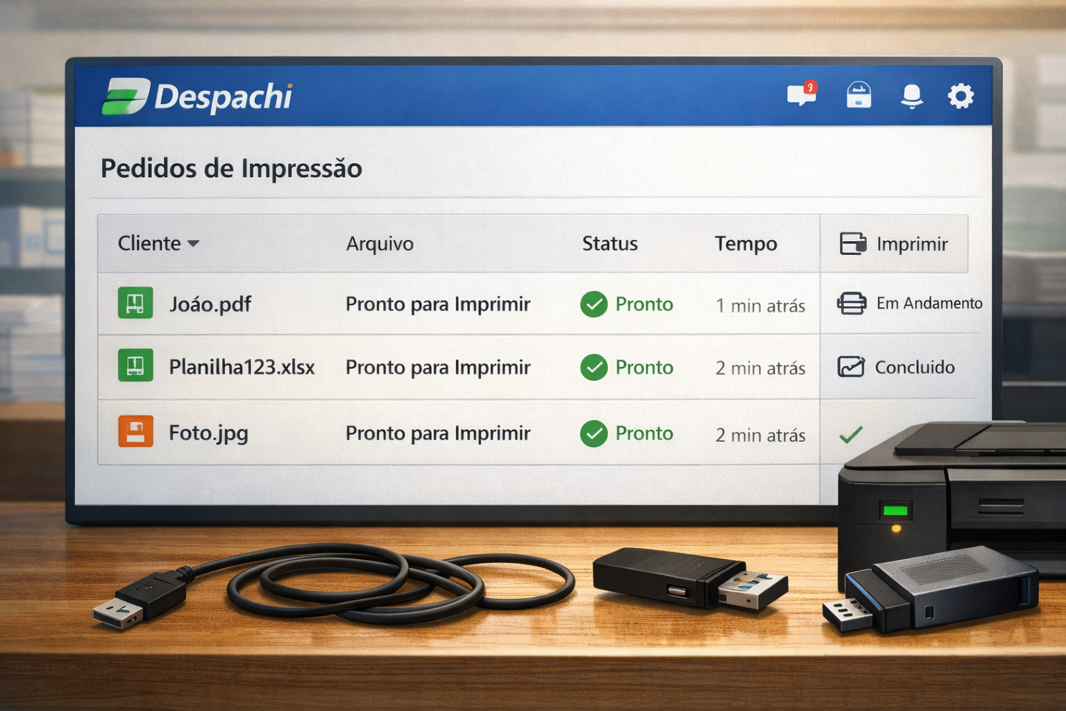 Painel de controle Despachi